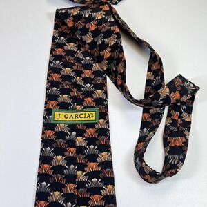 J. Garcia Tie Men's Abstract Black Orange Collection 100% Silk Grateful Jerry‎